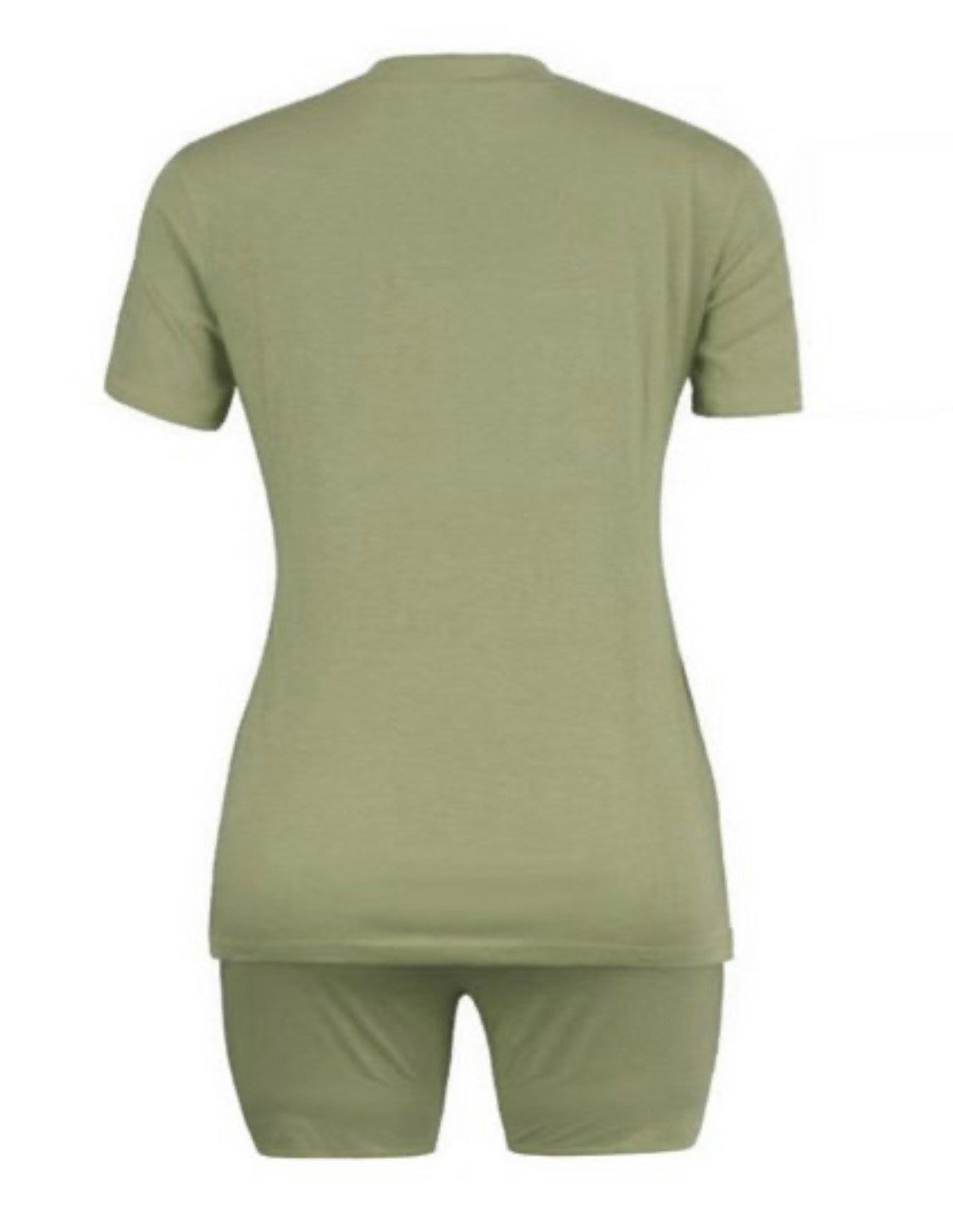 Tatto Queen Graphic Short Set-Olive